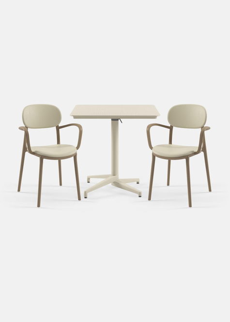 TİLİA BİSTRO SET MOON MASA KATLANIR 80X80 CM KARE - DUO KOLTUK