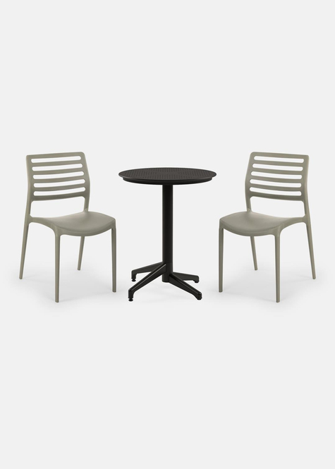 TİLİA BİSTRO SET MOON MASA SABİT Ø60 CM YUVARLAK - LOUİSE SANDALYE
