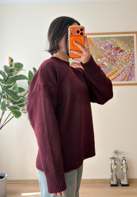 Basic Yumoş Pinterest Kazak Bordo
