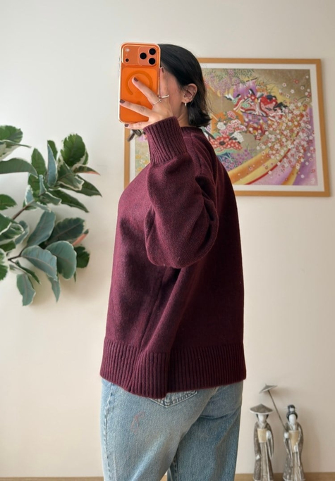 Basic Yumoş Pinterest Kazak Bordo
