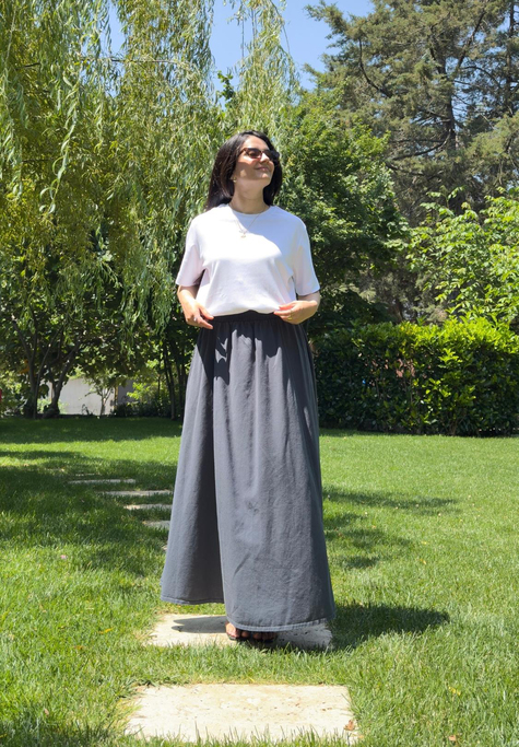 Hakama Gabardin Uzun Etek Füme