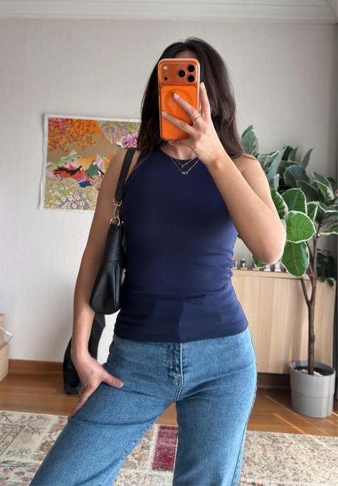 Jin Sıfır Kol Fit Body Lacivert