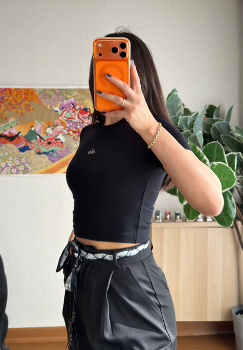 Kaiya Crop Basic T-Shirt Siyah