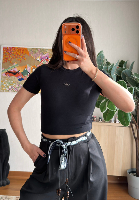 Kaiya Crop Basic T-Shirt Siyah