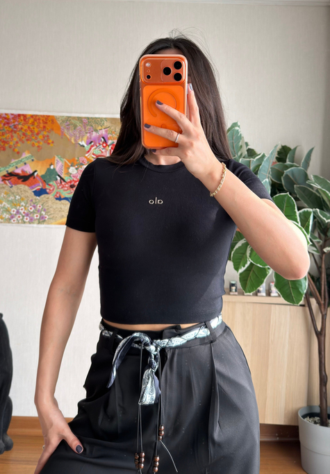 Kaiya Crop Basic T-Shirt Siyah