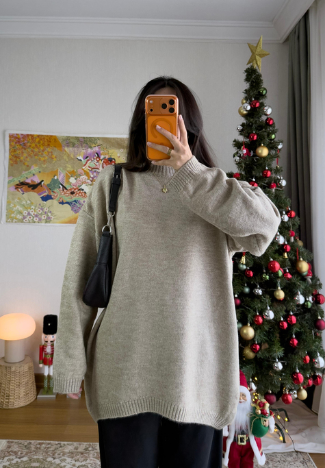 Mirua Basic Oversize Triko Kazak Vizon