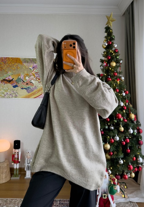 Mirua Basic Oversize Triko Kazak Vizon