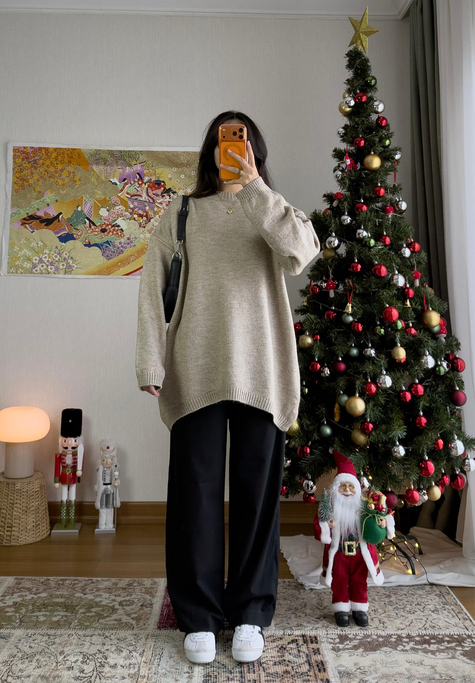 Mirua Basic Oversize Triko Kazak Vizon