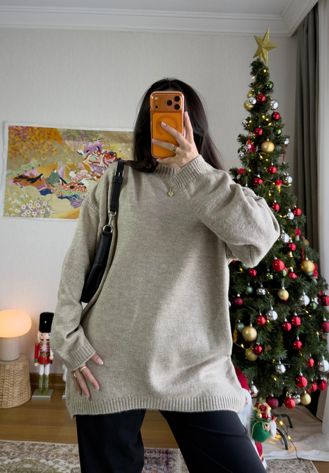 Mirua Basic Oversize Triko Kazak Vizon