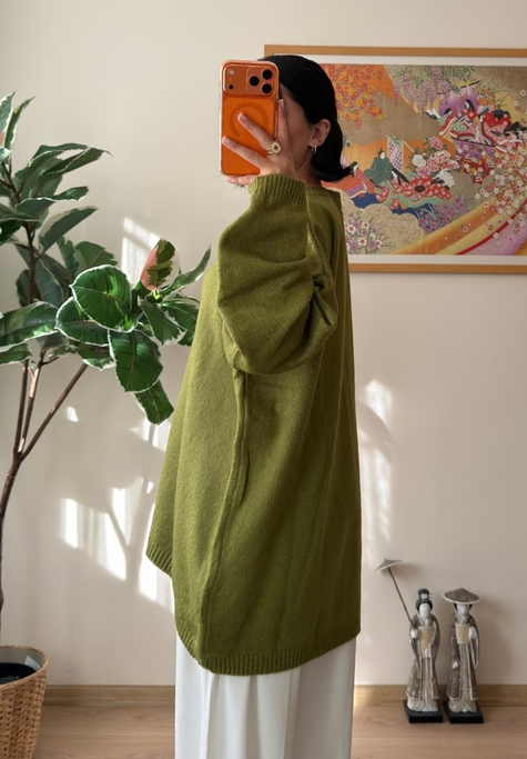 Mirua Basic Oversize Triko Kazak Yeşil