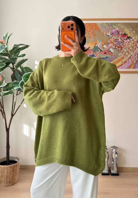 Mirua Basic Oversize Triko Kazak Yeşil