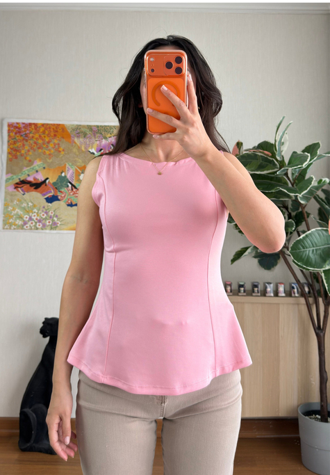 Rivay Volanlı Bluz Pembe