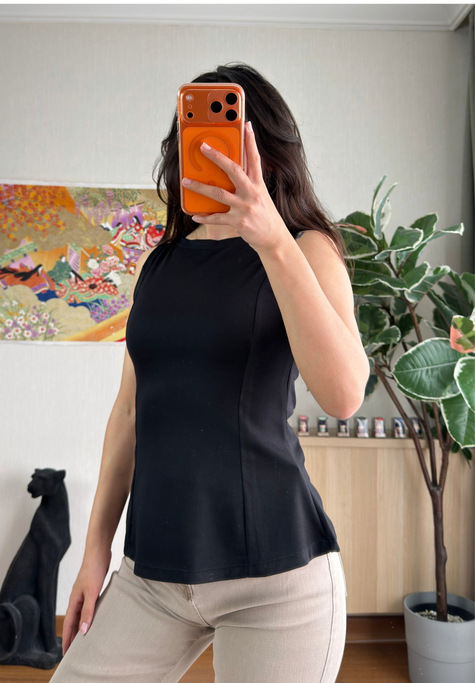 Rivay Volanlı Bluz Siyah