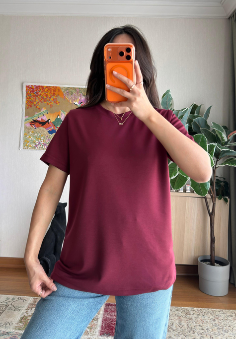 Oys Basic T-Shirt Bordo