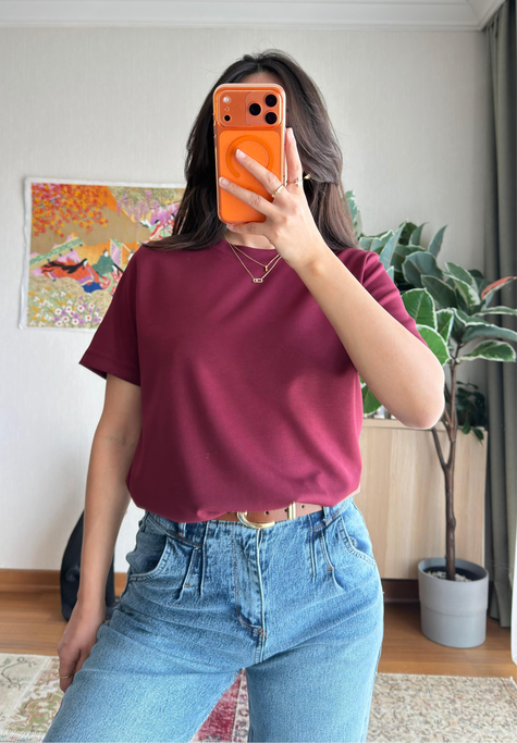 Oys Basic T-Shirt Bordo
