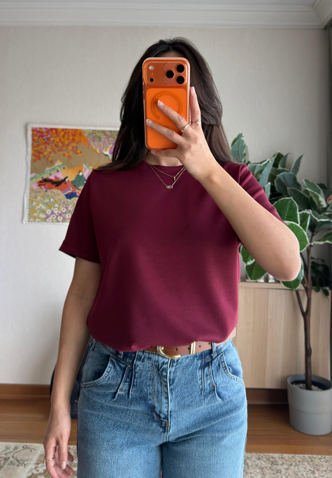 Oys Basic T-Shirt Bordo