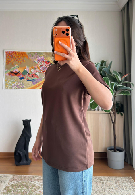 Oys Basic T-Shirt Kahve