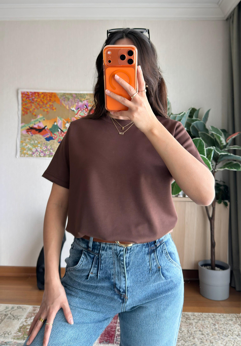 Oys Basic T-Shirt Kahve