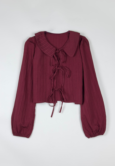 Yume Bebe Yaka Bağlamalı Bluz Bordo