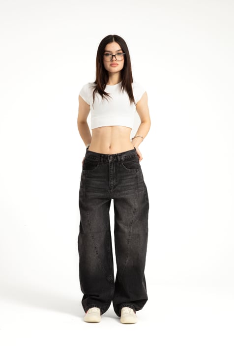 Antrasit Baggy Balloon Jean