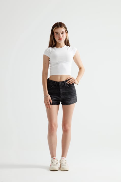 Antrasit Denim Şort