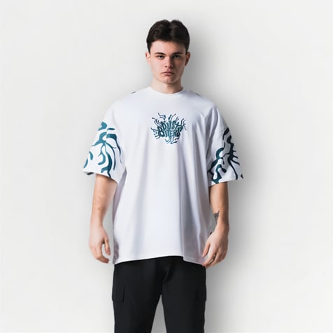 Beyaz Dust Biters Baskılı Unisex Oversize Tişört
