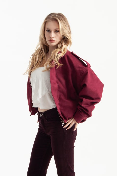 Bordo Oversize Bomber Ceket