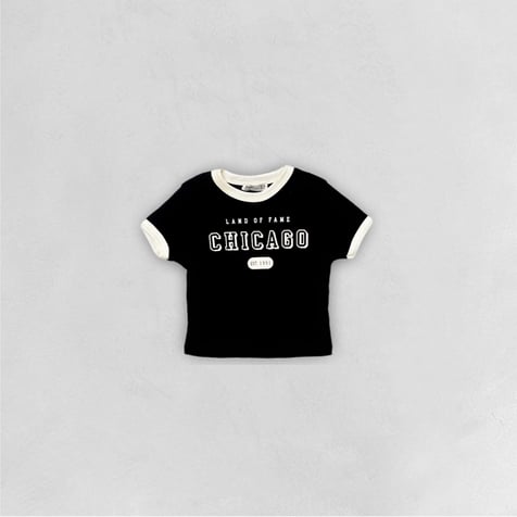 Chicago Baskılı Ribana Crop