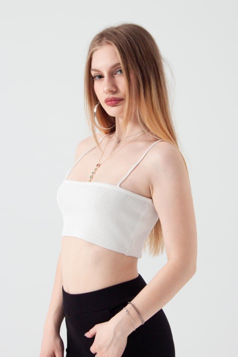 Ekru Askılı Crop