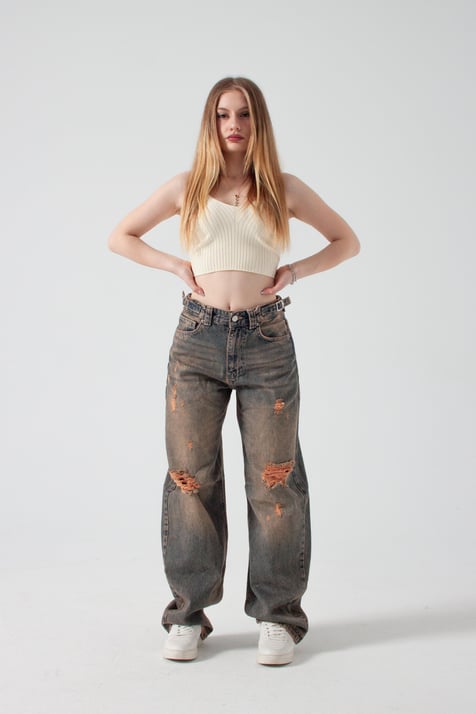 Ekru Crop Bluz