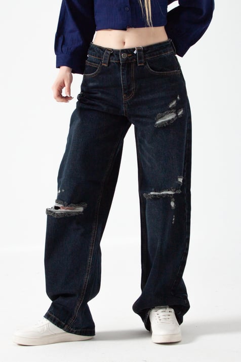 K. Kot Rengi Yırtıklı Baggy Baloon Jean