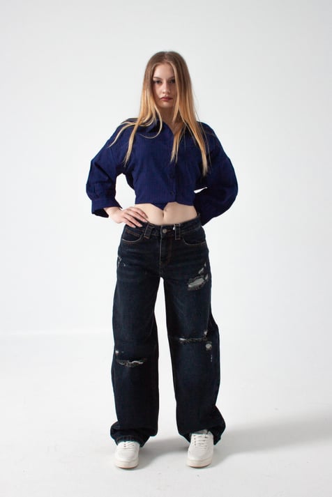 K. Kot Rengi Yırtıklı Baggy Baloon Jean