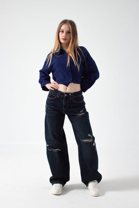 K. Kot Rengi Yırtıklı Baggy Baloon Jean