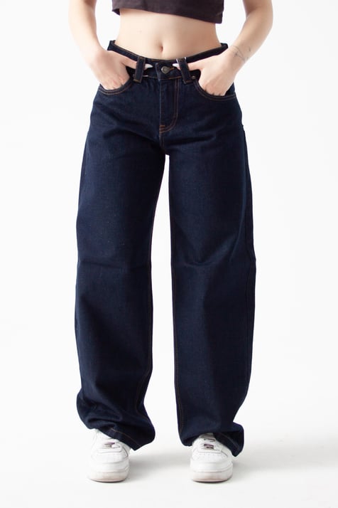 Koyu İndigo Baggy Baloon Jean