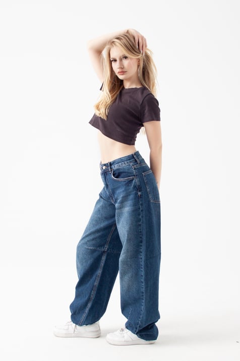 Koyu Mavi Baggy Jean