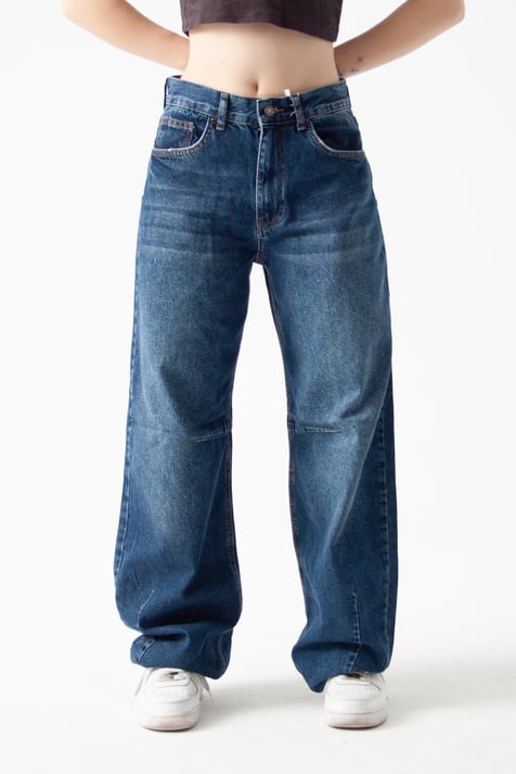Koyu Mavi Baggy Jean