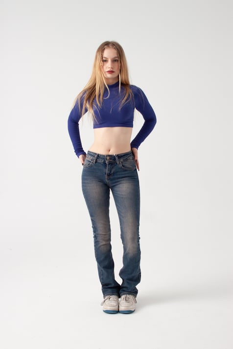 Koyu Mavi Tint Bootcut Jean