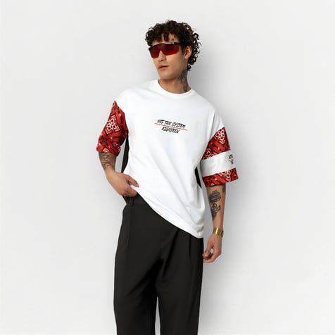 Off The System Detaylı Unisex Oversize Tişört