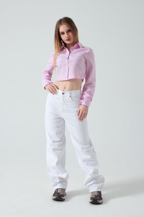 Pembe Crop Gömlek