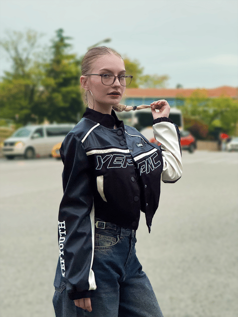 Siyah Crop Biker Ceket