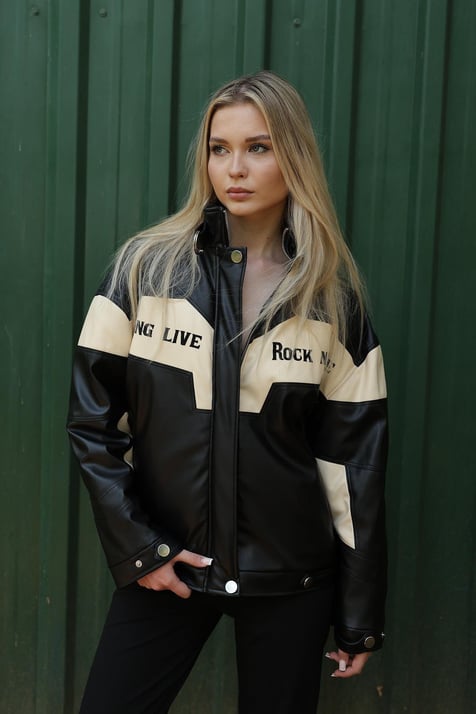 Siyah Rock N Role Biker Ceket