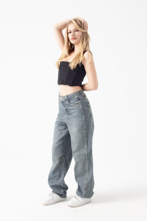 Soluk Mavi Baggy Jean