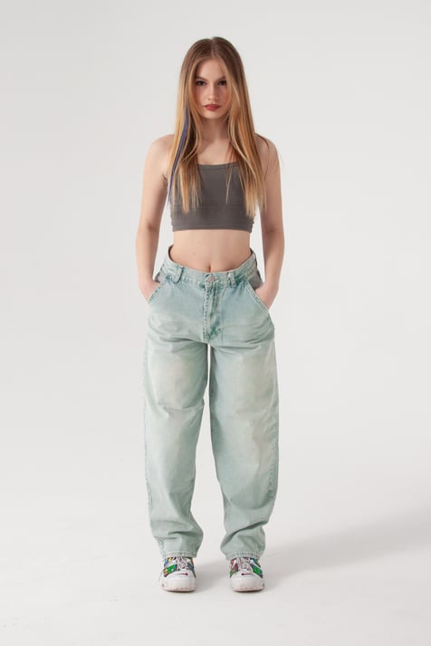 Su Yeşili Skater Jean
