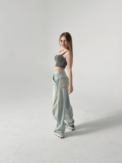 Su Yeşili Skater Jean