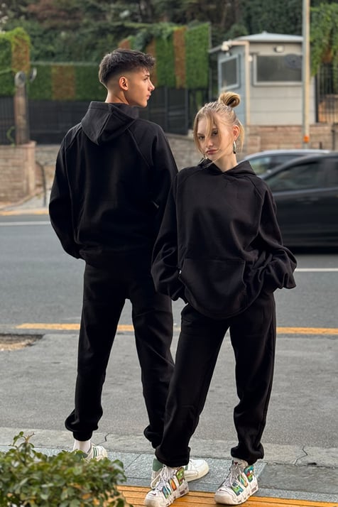 Unisex Siyah Oversize Eşofman Takımı