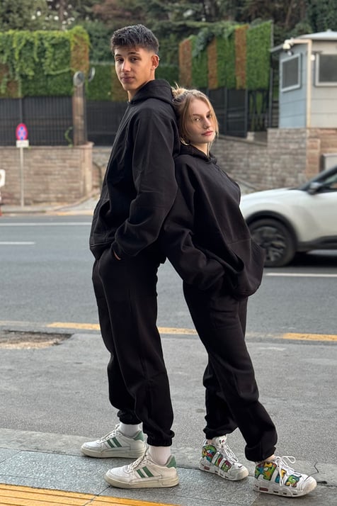 Unisex Siyah Oversize Eşofman Takımı