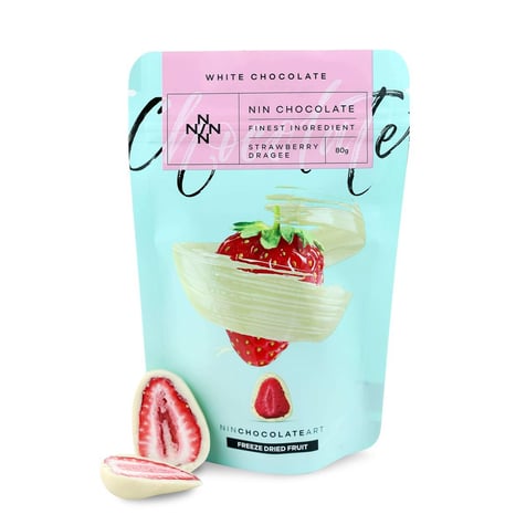 Beyaz Çikolata Kaplı Kurutulmuş Çilek Draje 80g