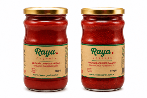 Organik Domates Salçası 650 g ve Organik Acı Biber Salçası 610 g