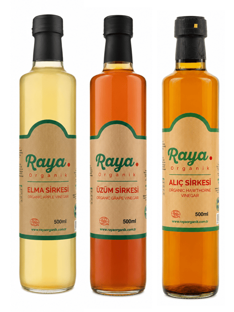 Organik Elma Sirkesi 500 ml, Alıç Sirkesi 500 ml, Üzüm Sirkesi 500 ml Set