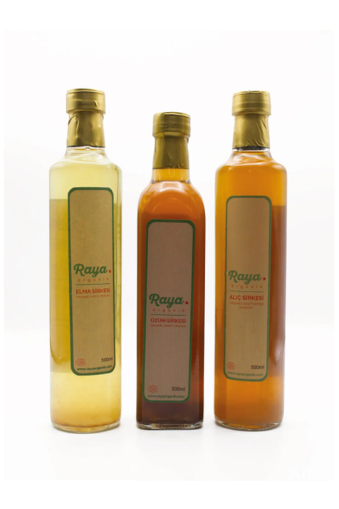 Organik Elma Sirkesi 500 ml, Alıç Sirkesi 500 ml, Üzüm Sirkesi 500 ml Set